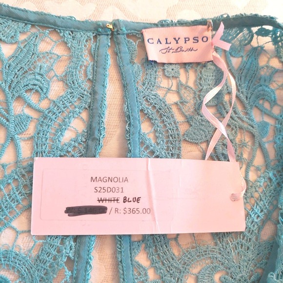 NEW! Calypso St. Barth Women's Magnolia Lined Lace Dress Medium Blue Sz S/M $365 - Picture 10 of 12